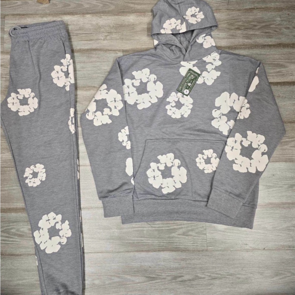 Gray Floral Men's Sweater Cardigan
